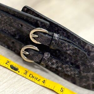 Faux Leather Snake Skin Double Buckle Wide Belt Size 2XL